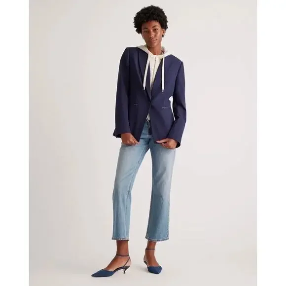 Quince Scuba Dickey Jacket in Navy Blue Cashmere Dickey Blazer Insert Size Small - Picture 16 of 16